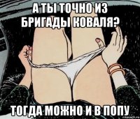 а ты точно из бригады коваля? тогда можно и в попу