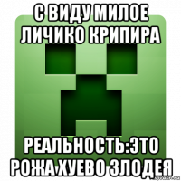 с виду милое личико крипира реальность:это рожа хуево злодея