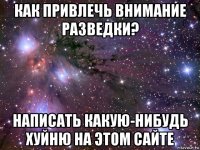 как привлечь внимание разведки? написать какую-нибудь хуйню на этом сайте