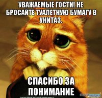 уважаемые гости! не бросайте туалетную бумагу в унитаз. спасибо за понимание