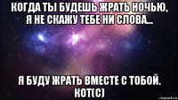 когда ты будешь жрать ночью, я не скажу тебе ни слова... я буду жрать вместе с тобой. кот(с)