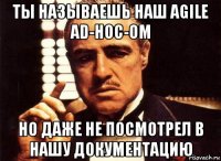 ты называешь наш agile ad-hoc-ом но даже не посмотрел в нашу документацию