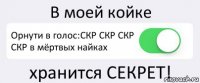 В моей койке Орнути в голос:СКР СКР СКР СКР в мёртвых найках хранится СЕКРЕТ!