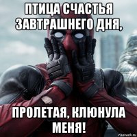 птица счастья завтрашнего дня, пролетая, клюнула меня!