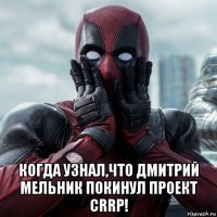  когда узнал,что дмитрий мельник покинул проект crrp!