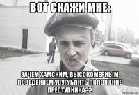 вот скажи мне: зачем хамским, высокомерным поведением усугублять положение преступника??