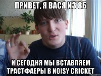 привет, я вася из 8б и сегодня мы вставляем трастфаеры в noisy cricket