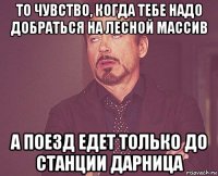 то чувство, когда тебе надо добраться на лесной массив а поезд едет только до станции дарница