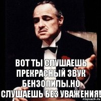 Вот ты слушаешь прекрасный звук бензопилы.Но слушаешь без уважения!