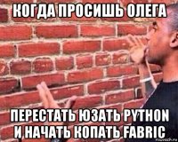 когда просишь олега перестать юзать python и начать копать fabric