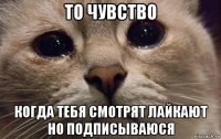 то чувство когда тебя смотрят лайкают но подписываюся