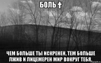 боль † чем больше ты искренен, тем больше лжив и лицемерен мир вокруг тебя.