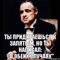 ты придираешься к запятым, но ты написал:
" в обеих случаях"