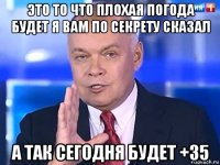 это то что плохая погода будет я вам по секрету сказал а так сегодня будет +35