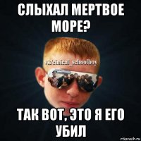 слыхал мертвое море? так вот, это я его убил