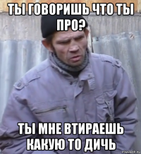 ты говоришь что ты про? ты мне втираешь какую то дичь