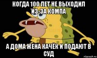 когда 100 лет не выходил из-за компа а дома жена качёк и подают в суд