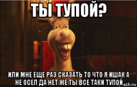 ты тупой? или мне еще раз сказать то что я ишак а не осел да нет же ты все таки тупой