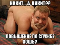 никит... а, никит?? повышение по службе хошь?