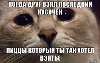 когда друг взял последний кусочек пиццы который ты так хотел взять(