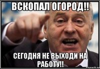 вскопал огород!! сегодня не выходи на работу!!