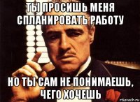 ты просишь меня спланировать работу но ты сам не понимаешь, чего хочешь