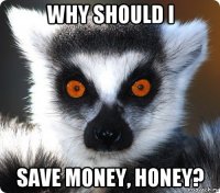 why should i save money, honey?