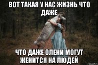 вот такая у нас жизнь что даже что даже олени могут женится на людей