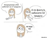 Кондиционер в 402 работает на 17 градусов А по факту в кабинете 32 градуса