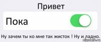 Привет Пока Ну зачем ты ко мне так жисток ! Ну и ладно.