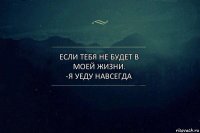 Если тебя не будет в моей жизни.
-Я уеду навсегда