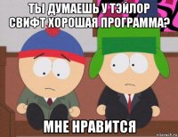 ты думаешь у тэйлор свифт хорошая программа? мне нравится