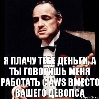 я плачу тебе деньги, а ты говоришь меня работать с aws вместо вашего девопса