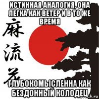 истинная аналогия, она легка как ветер и в то же время глубокомысленна как бездонный колодец