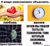 зачем мы пишем тесты по технологии, тема которым ЭКОНОМИКА, СЕМЬЯ...