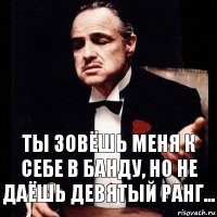 Ты зовёшь меня к себе в банду, но не даёшь девятый ранг...