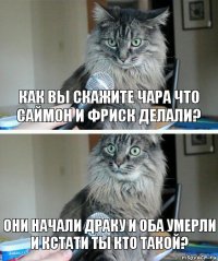 как вы скажите Чара что Саймон и Фриск делали? Они начали драку и оба умерли и кстати ты кто такой?