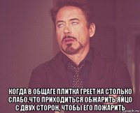  когда в общаге плитка греет на столько слабо.что приходиться обжарить яйцо с двух сторон, чтобы его пожарить