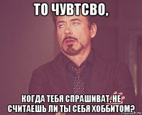 то чувтсво, когда тебя спрашиват, не считаешь ли ты себя хоббитом?