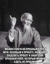  "можно пойти на пробный оупп и уйти, позабыв о проекте, но можно доделать проект и забить на пробный оупп, который можно сдать не пробуя."