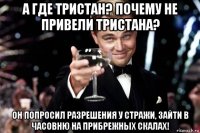 а где тристан? почему не привели тристана? он попросил разрешения у стражи, зайти в часовню на прибрежных скалах!