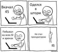 Вкачал 45 Оделся в шторм Побывал на всех бг и аренах Не стал прокуратором