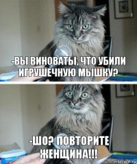 -Вы виноваты, что убили игрушечную мышку? -Шо? Повторите женщина!!!