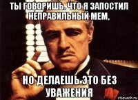 ты говоришь. что я запостил неправильный мем, но делаешь это без уважения