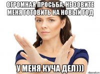 огромная просьба: не зовите меня готовить на новый год у меня куча дел)))