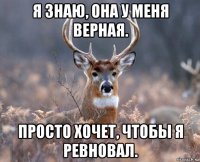 я знаю, она у меня верная. просто хочет, чтобы я ревновал.