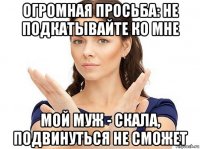 огромная просьба: не подкатывайте ко мне мой муж - скала, подвинуться не сможет