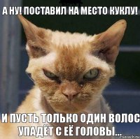 а ну! Поставил на место куклу! и пусть только один волос упадёт с её головы...