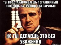 ты восстанавливаешь пограничный контроль на границе с беларусью но ты делаешь это без уважения