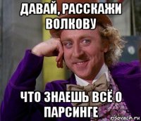 давай, расскажи волкову что знаешь всё о парсинге